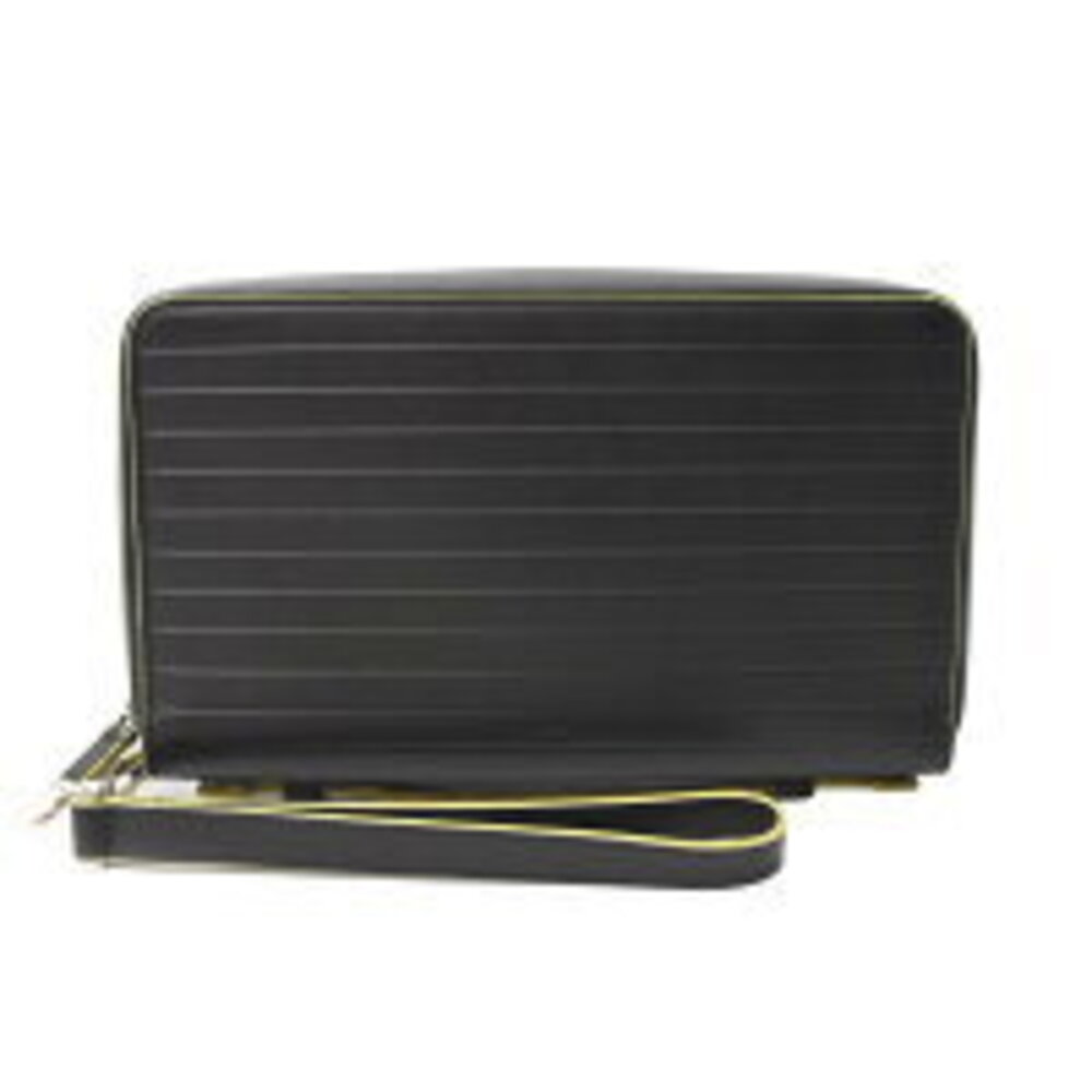 Christian Dior Wallet Round Zipper Organizer Bag Clutch Leather Black